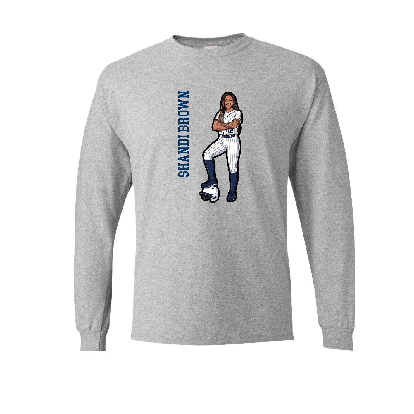 Long Sleeve Tee — Name Vertical in Grey