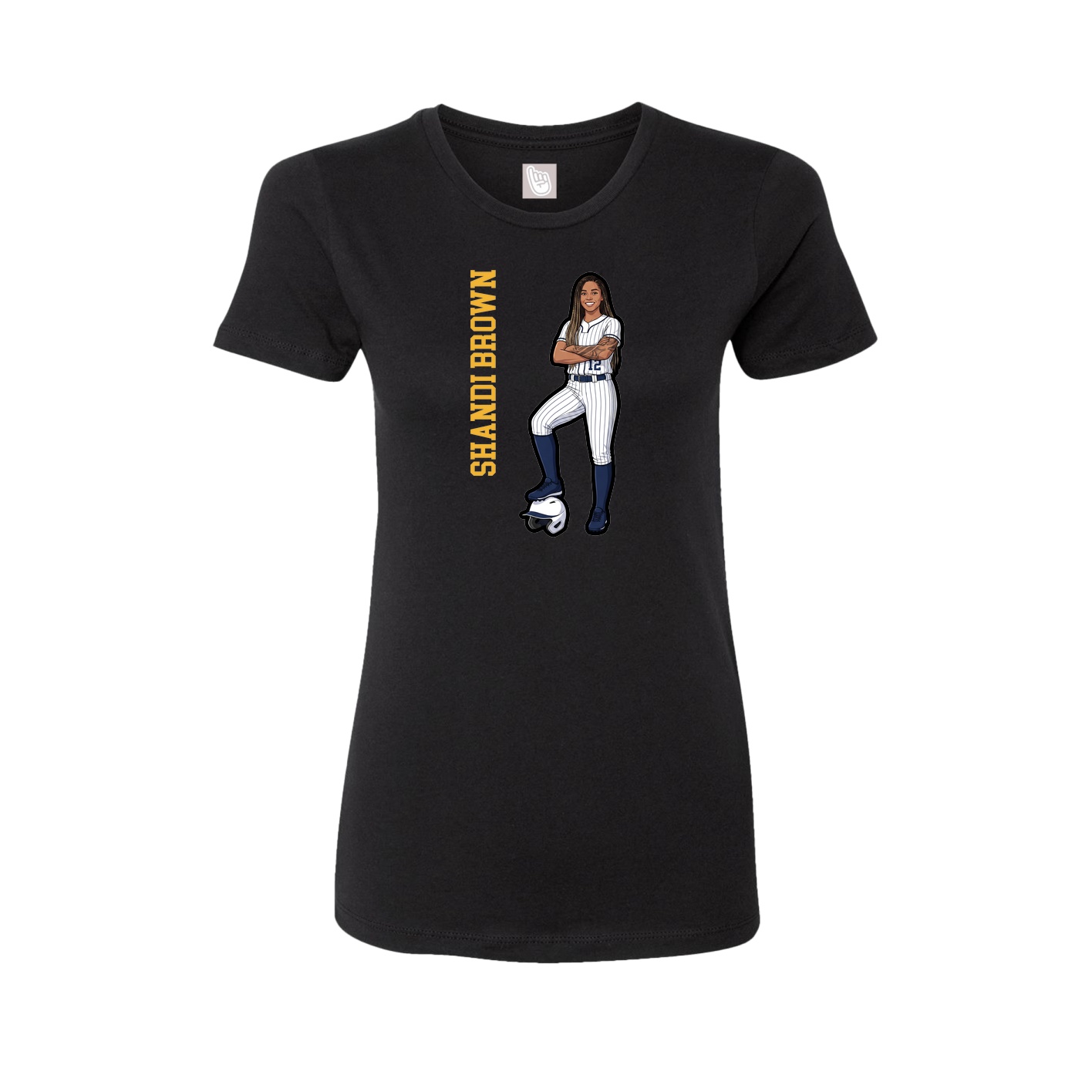 Womens Tee — Name Vertical in Black