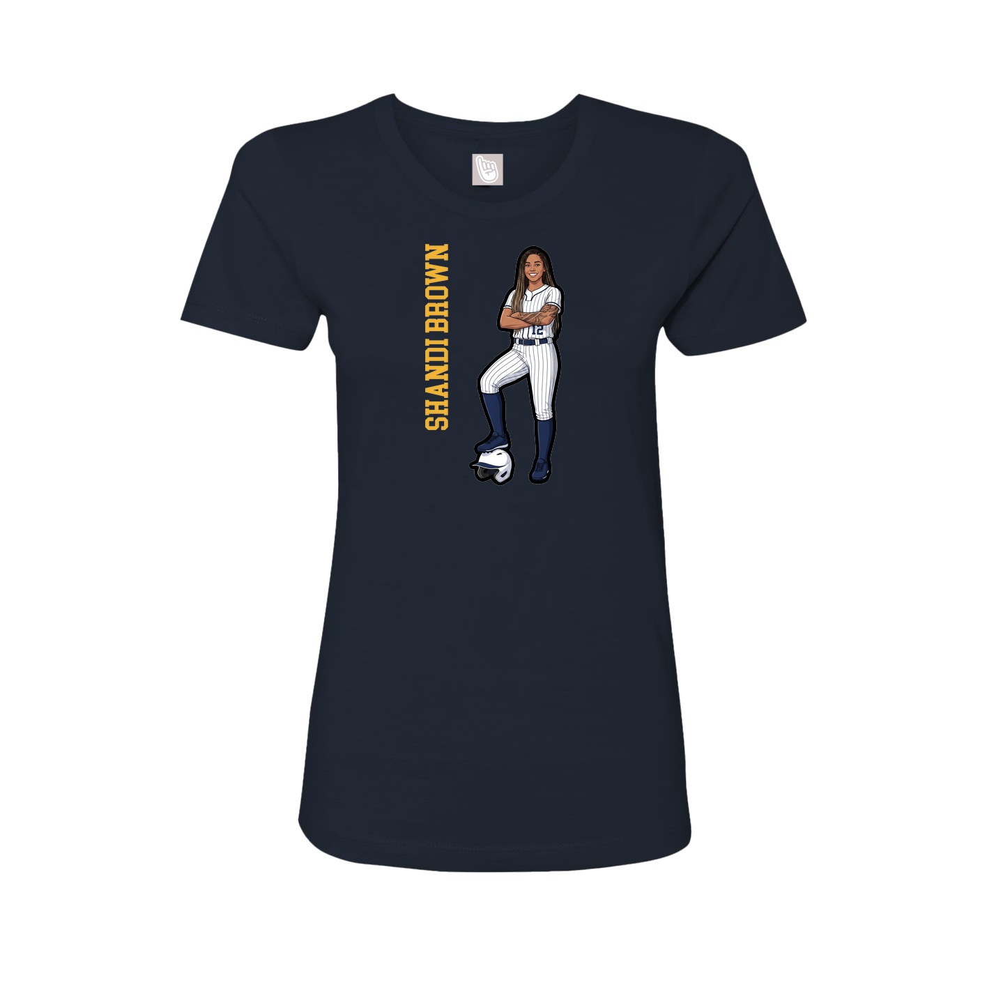 Womens Tee — Name Vertical in Navy