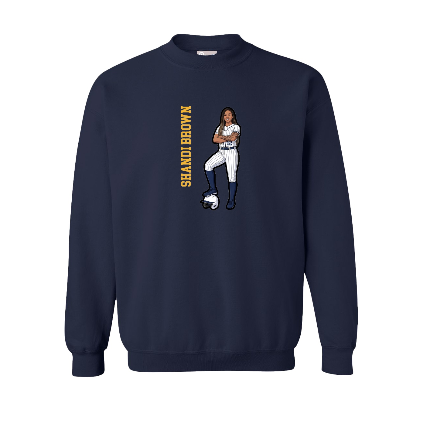 Fleece Crew — Name Vertical in Navy