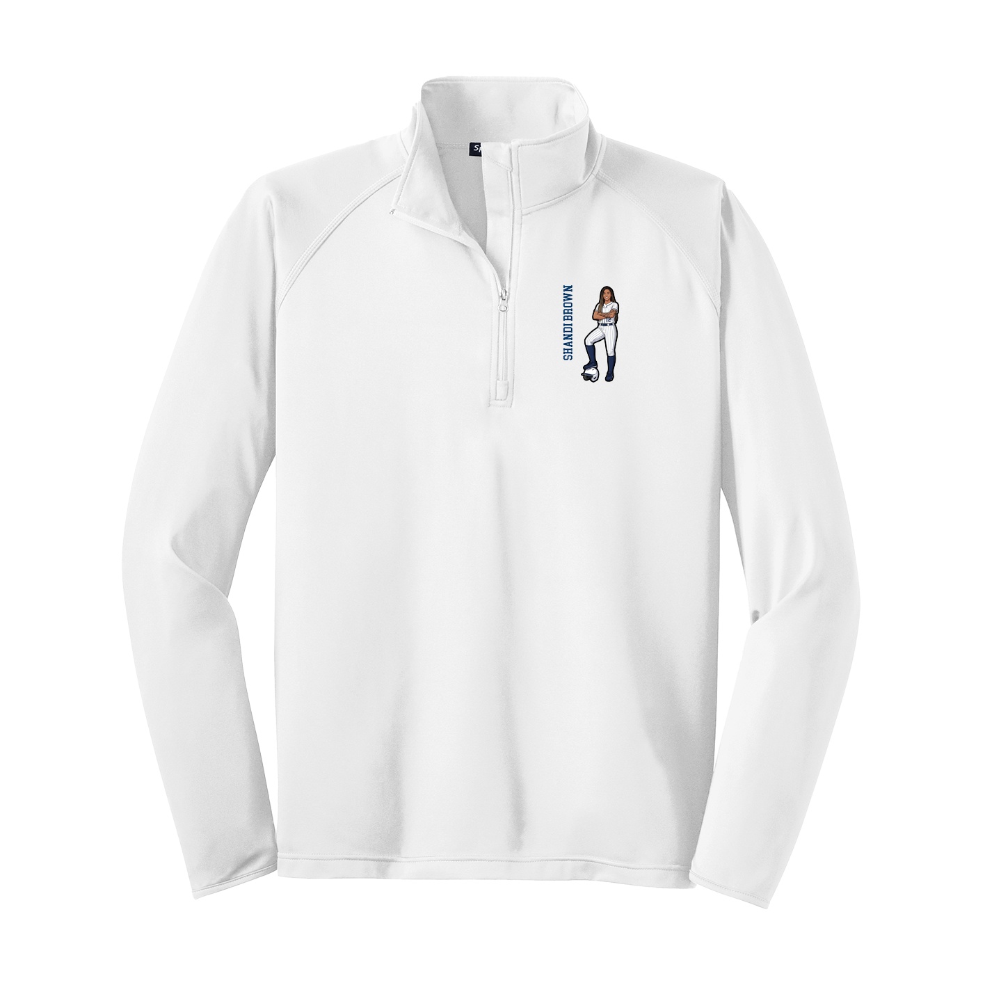 Q-Zip Pullover — Name Vertical in White