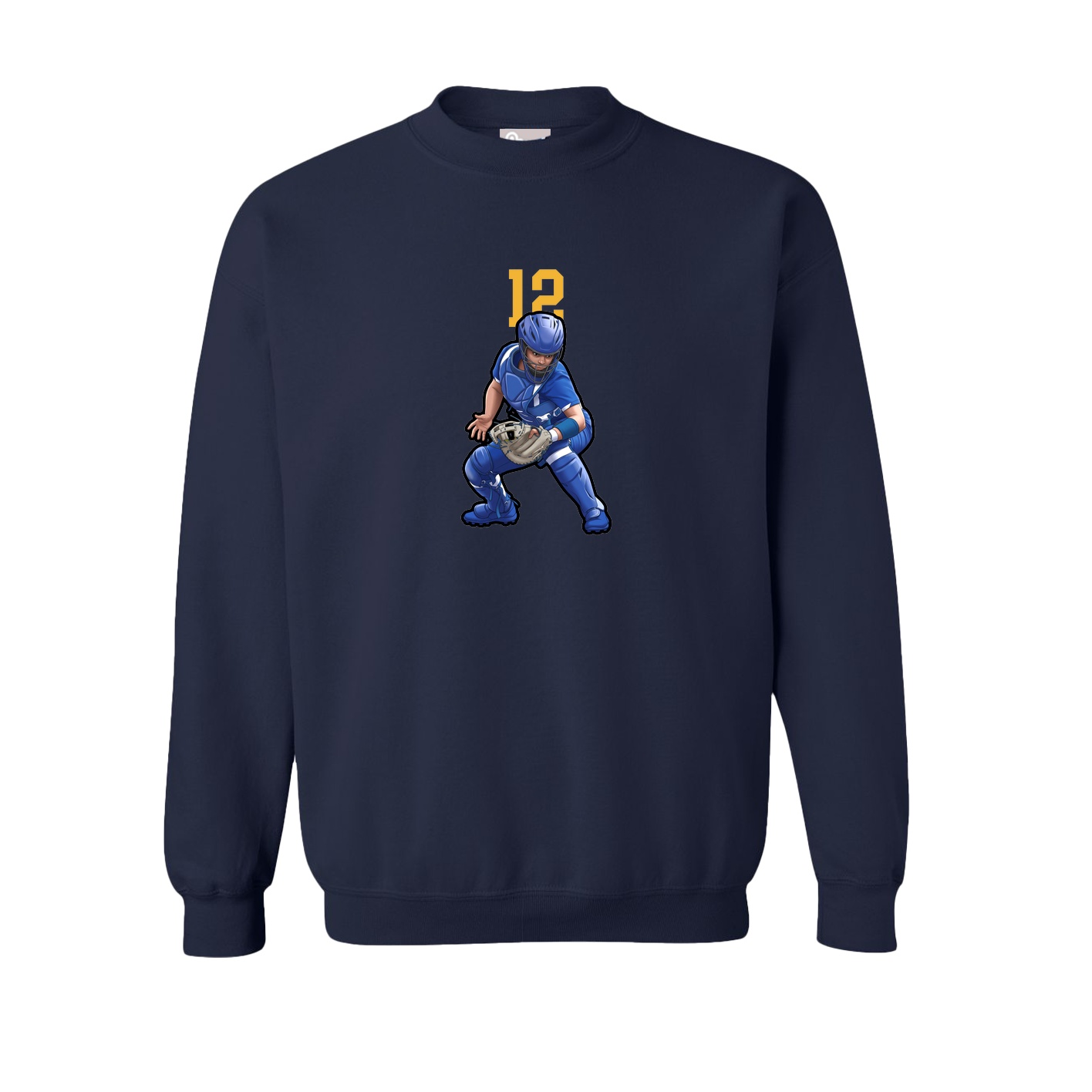 Fleece Crew — Number Top in Navy