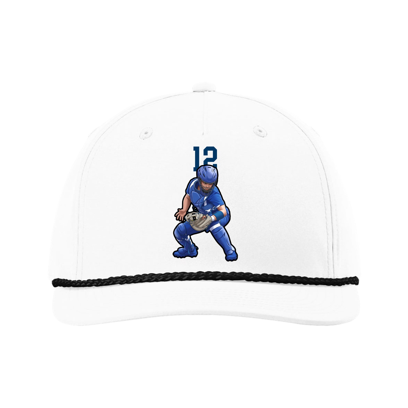 Five-Panel Classic Rope Cap — Number Top in White