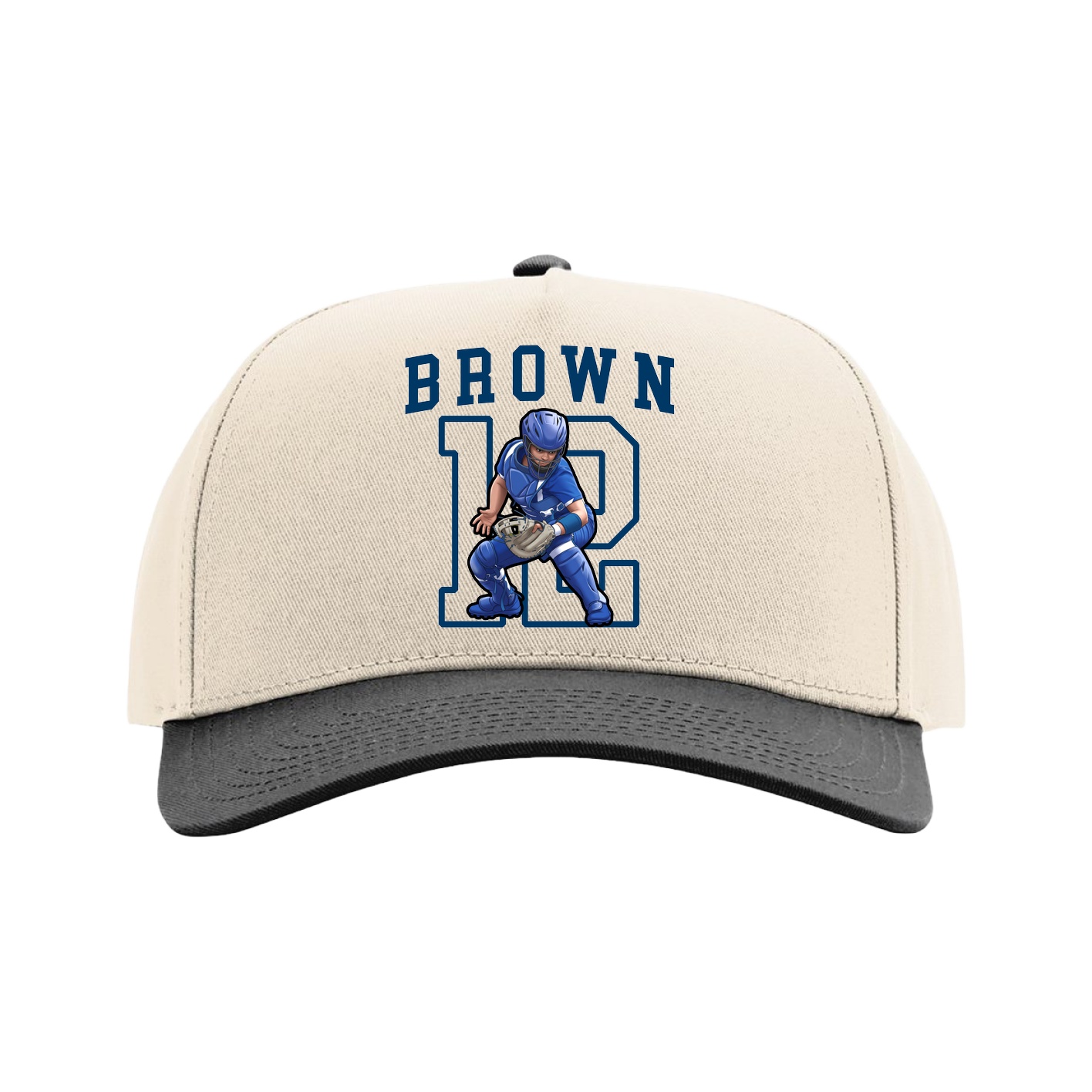Full Fabric Five-Panel Champ Cap — Shirsey in Cream/Black