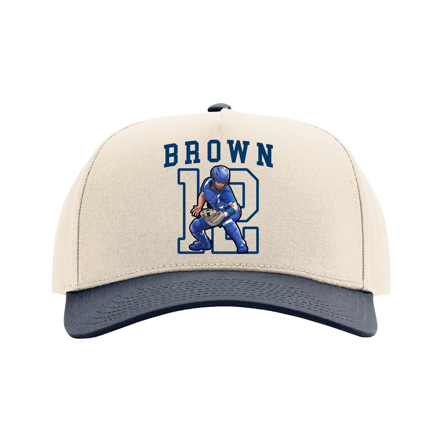 Full Fabric Five-Panel Champ Cap — Shirsey in Cream/Navy