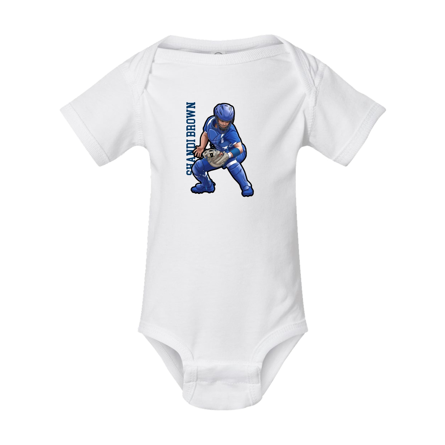Baby Onesie — Name Vertical in White
