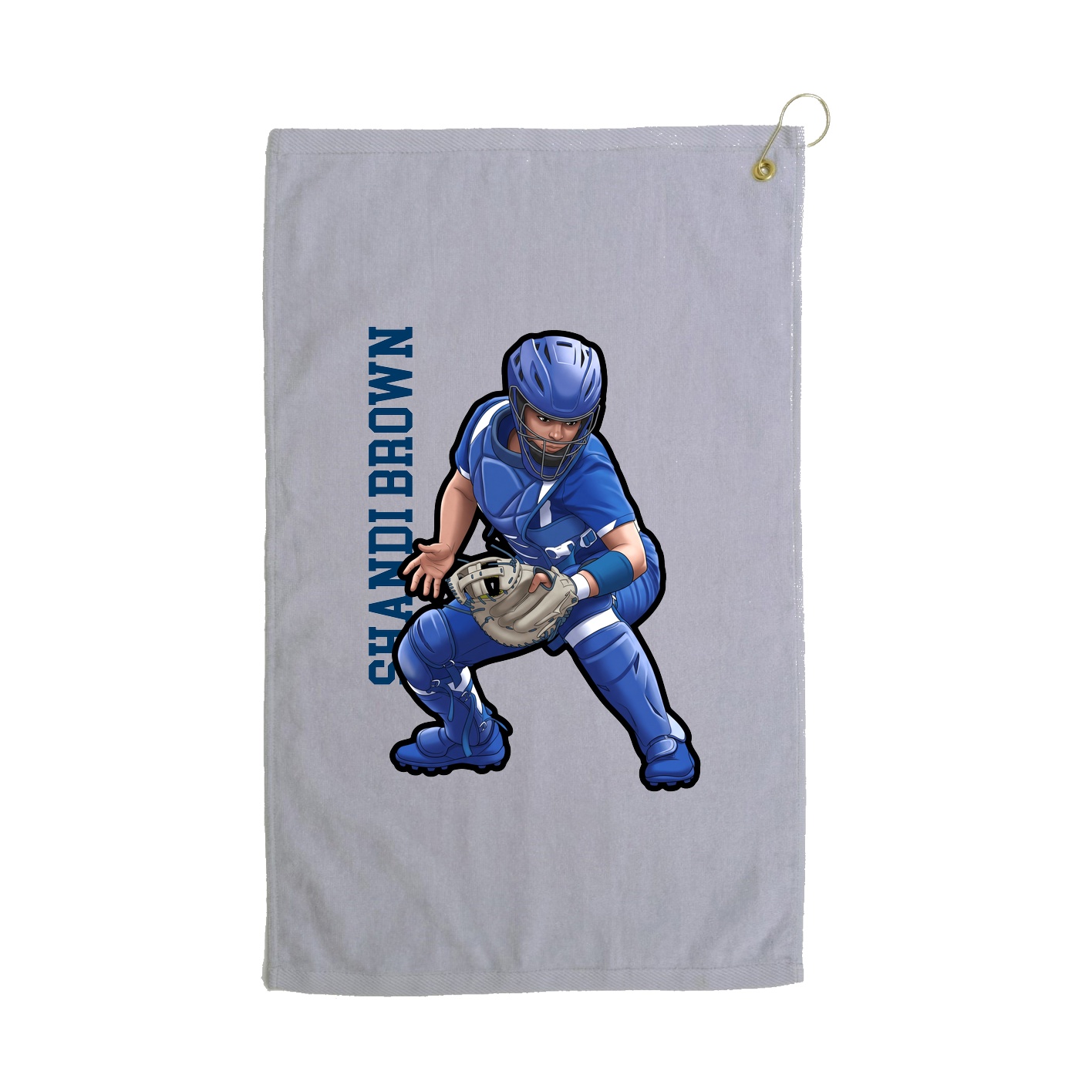 Golf Towel — Name Vertical in Grey