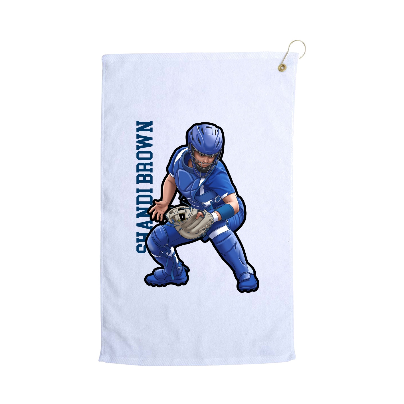 Golf Towel — Name Vertical in White