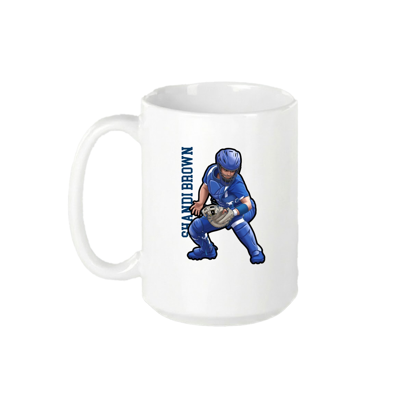 15oz Coffee Mug — Name Vertical in White