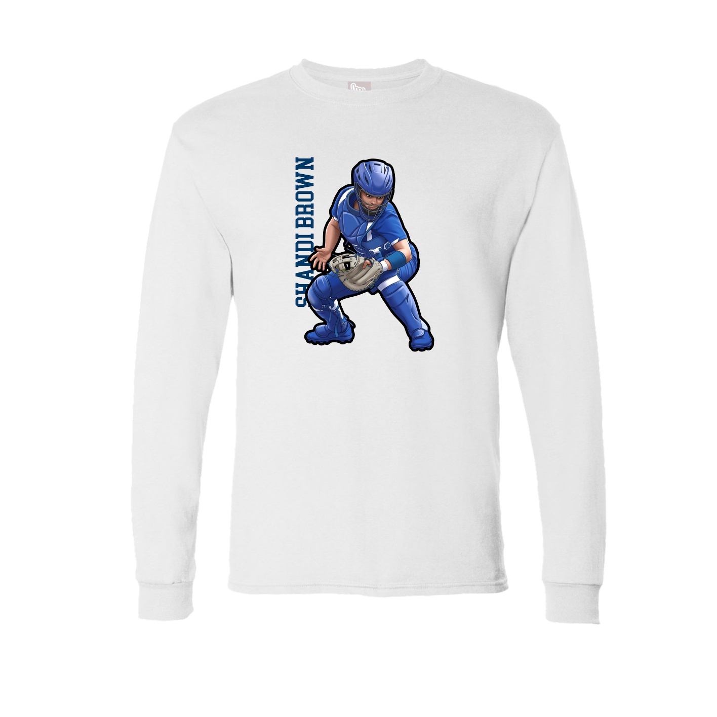 Long Sleeve Tee — Name Vertical in White