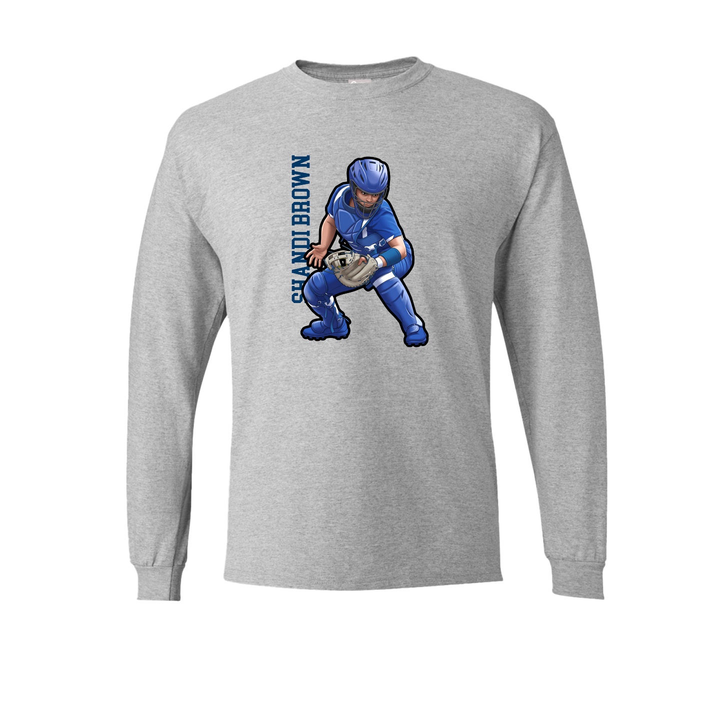 Long Sleeve Tee — Name Vertical in Grey