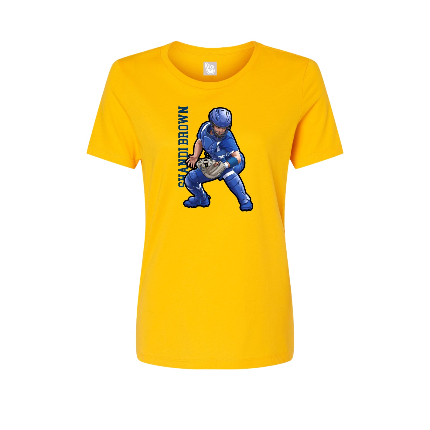 Womens Tee — Name Vertical in Gold