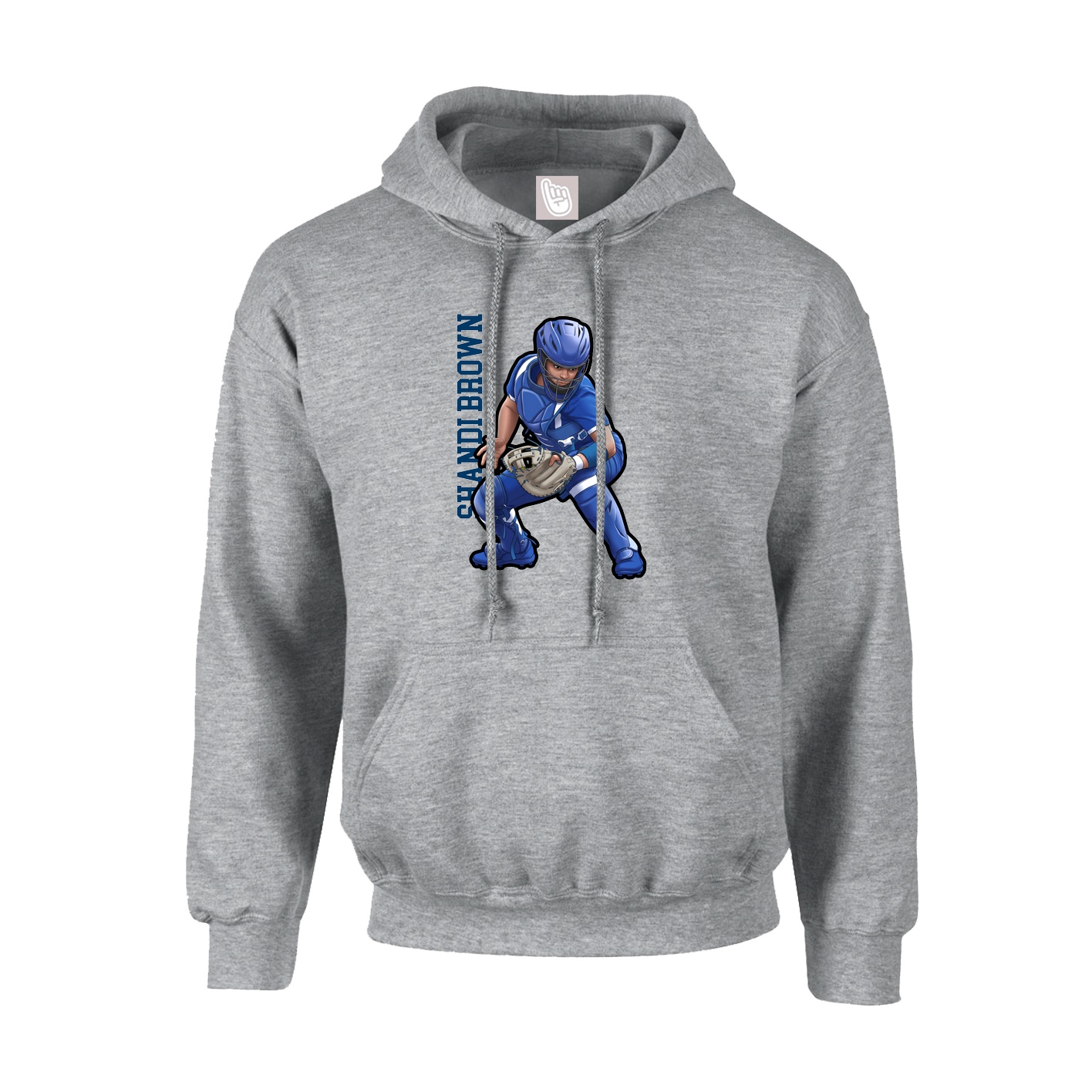 Hoodie — Name Vertical in Grey