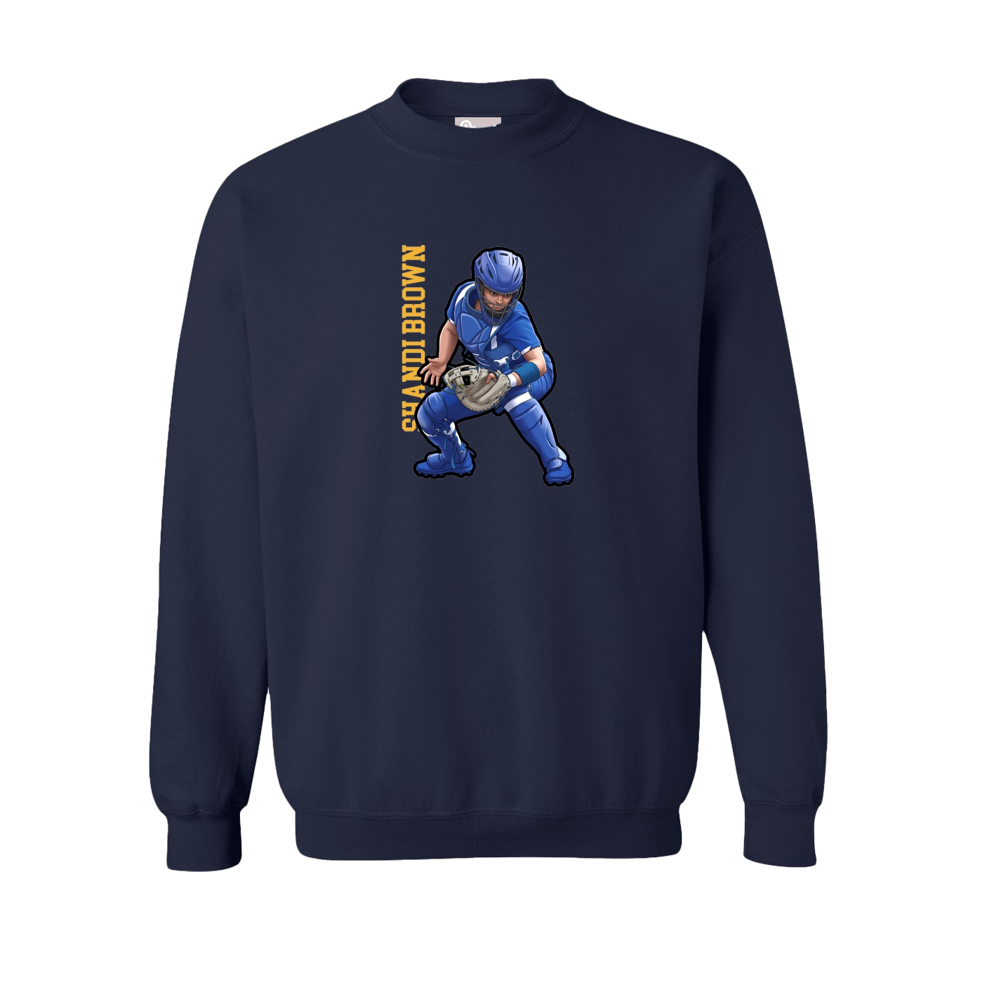 Fleece Crew — Name Vertical in Navy