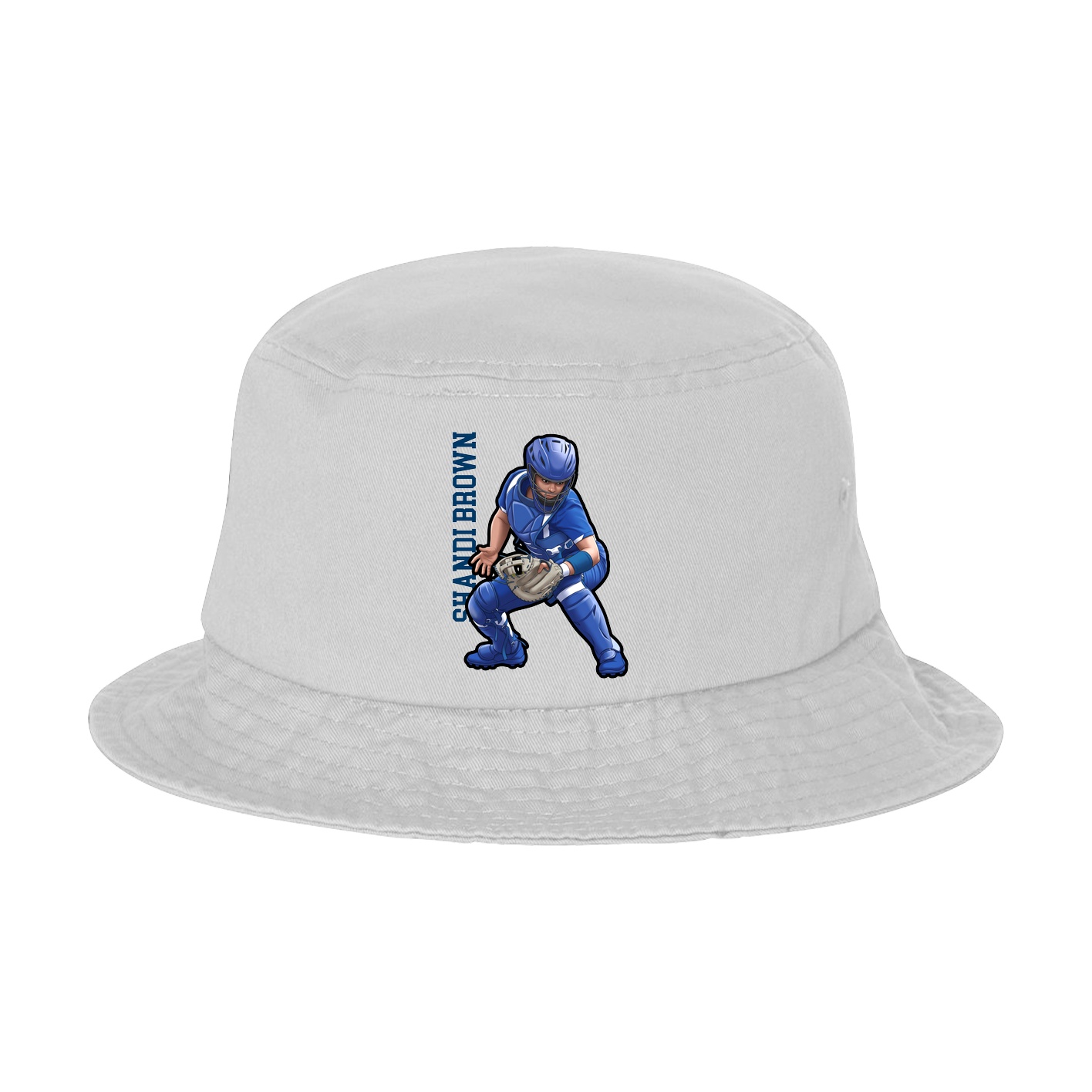 Bucket Cap — Name Vertical in White