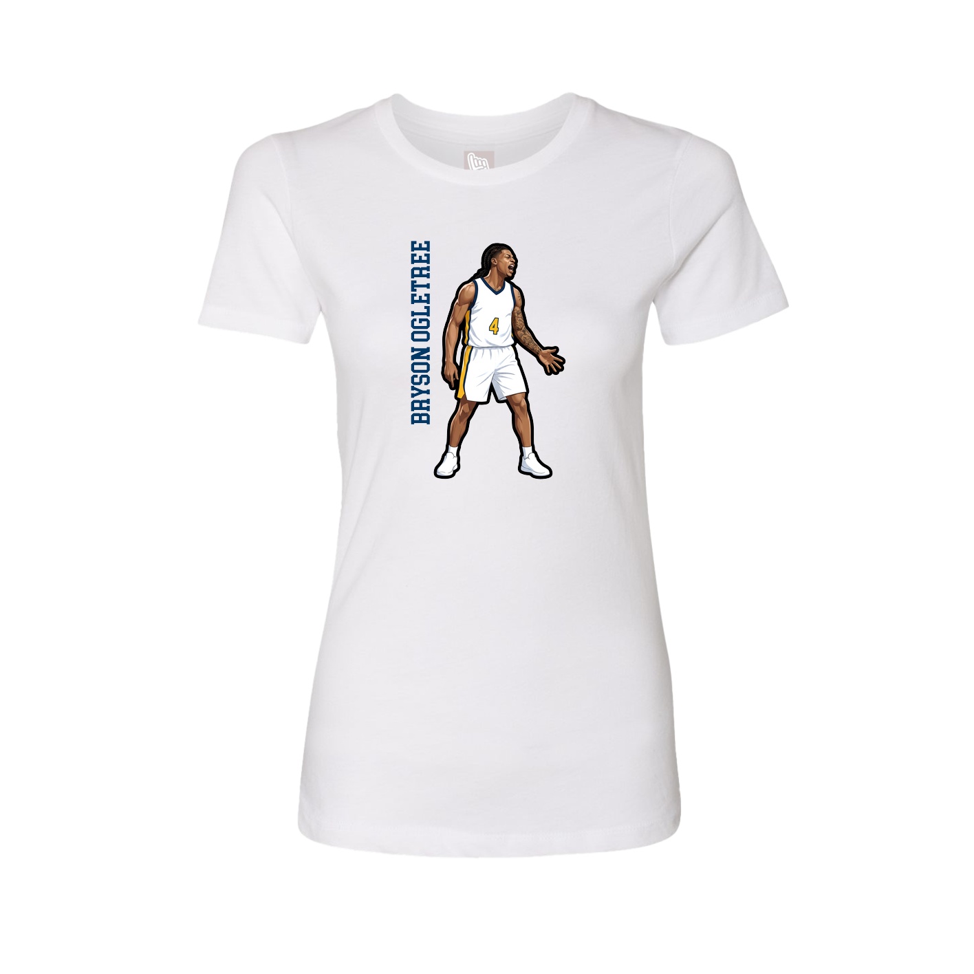 Womens Tee — Name Vertical in White