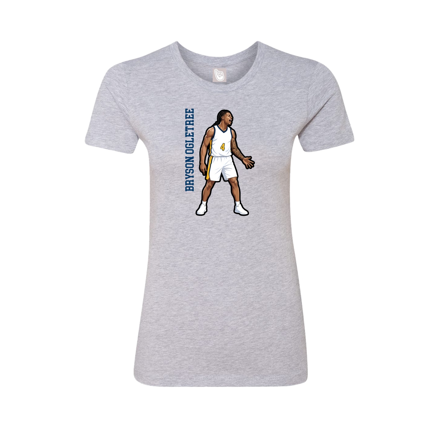 Womens Tee — Name Vertical in Grey