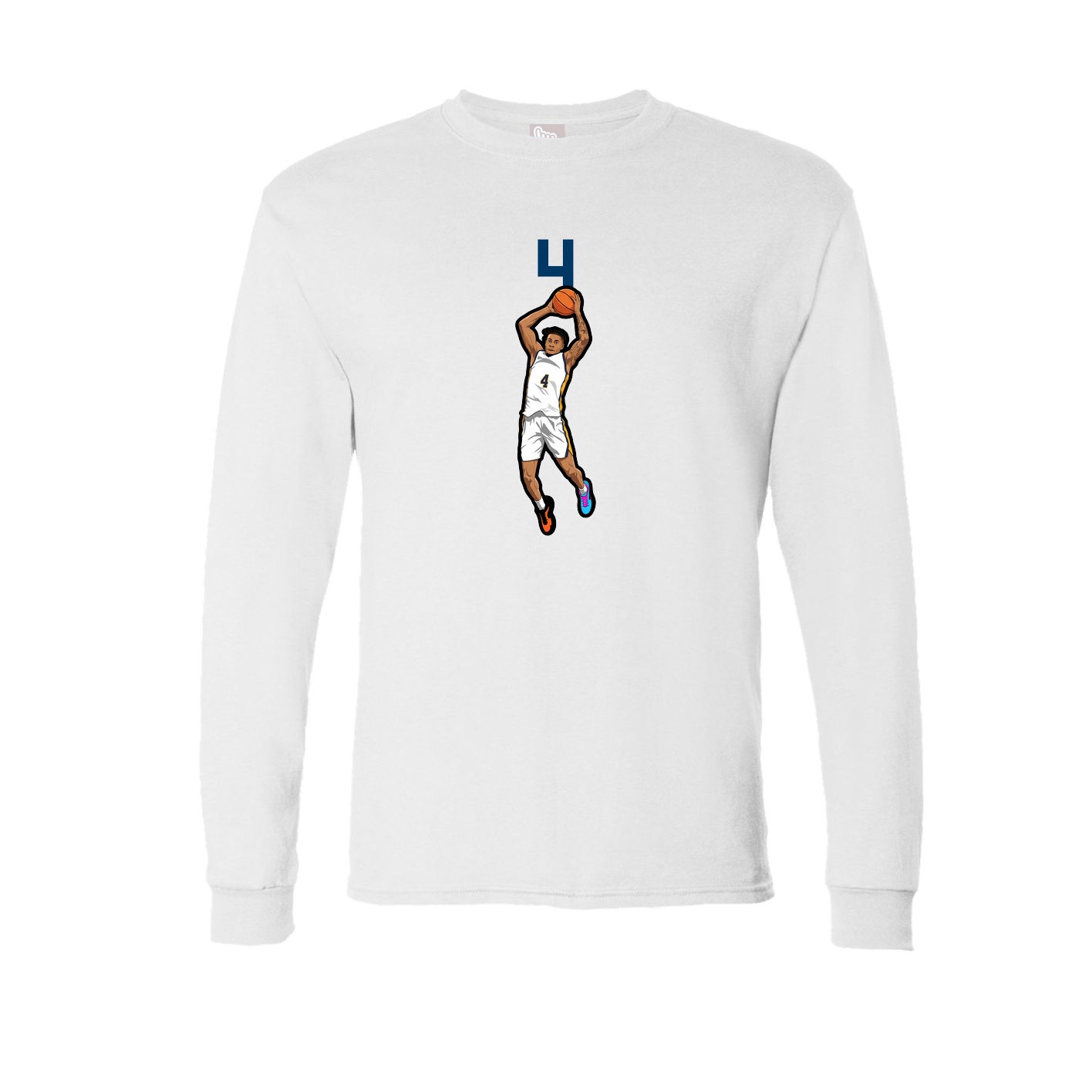 Long Sleeve Tee — Number Top in White