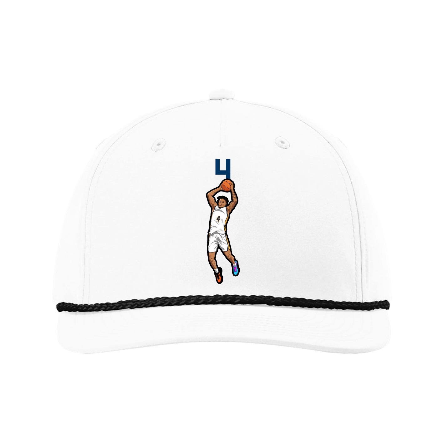 Five-Panel Classic Rope Cap — Number Top in White