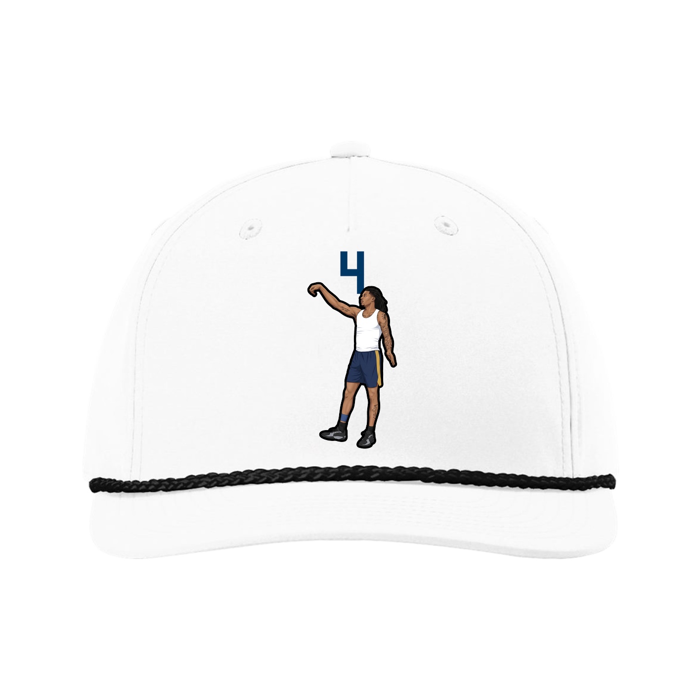 Five-Panel Classic Rope Cap — Number Top in White