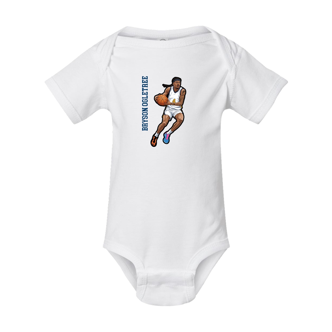 Baby Onesie — Name Vertical in White