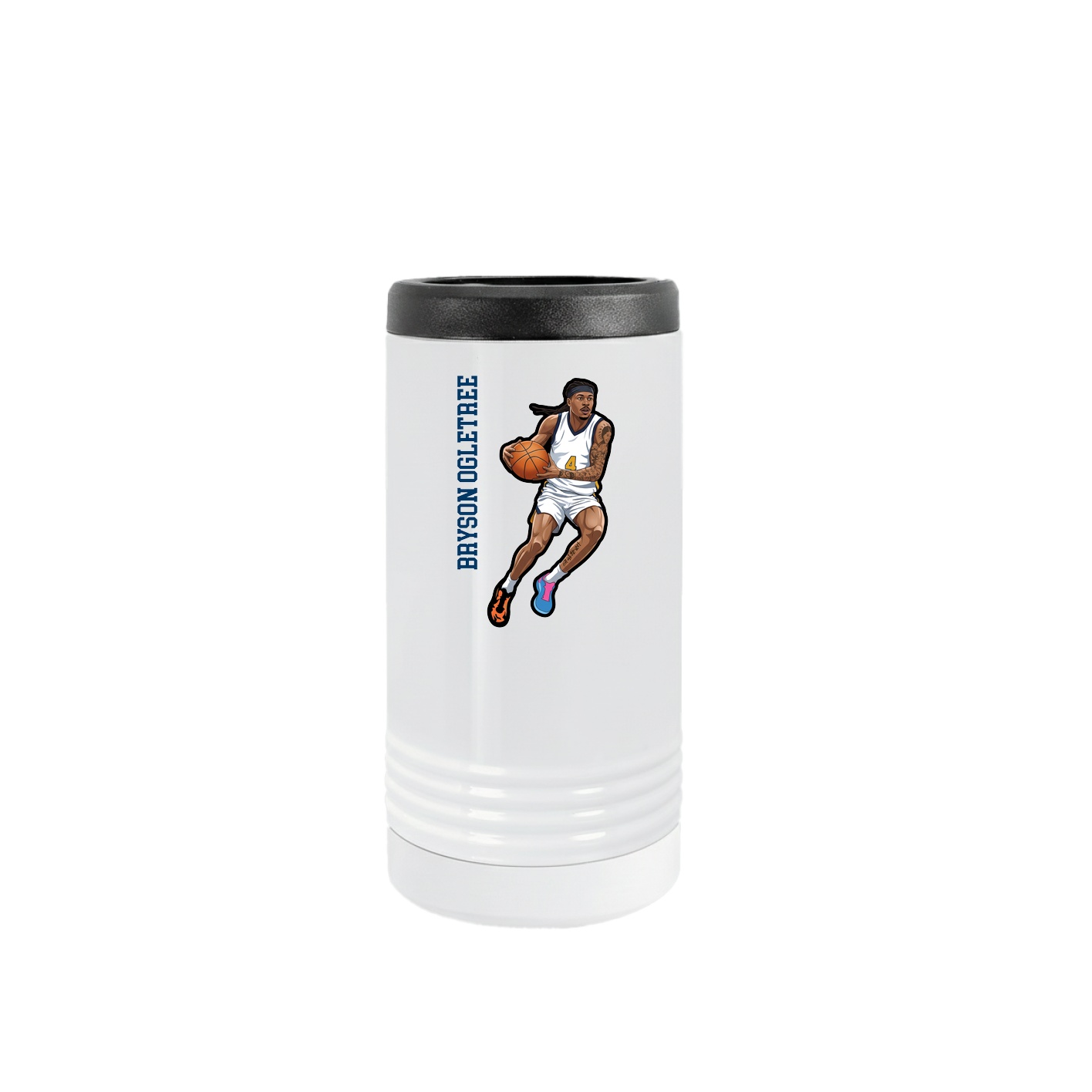 Slim Beverage Holder — Name Vertical in White