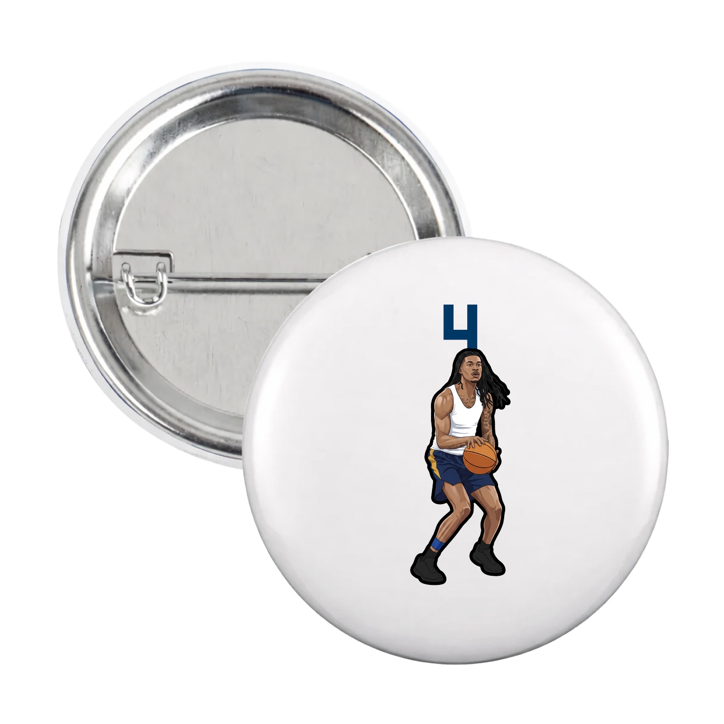 Game Day Button — Number Top in White