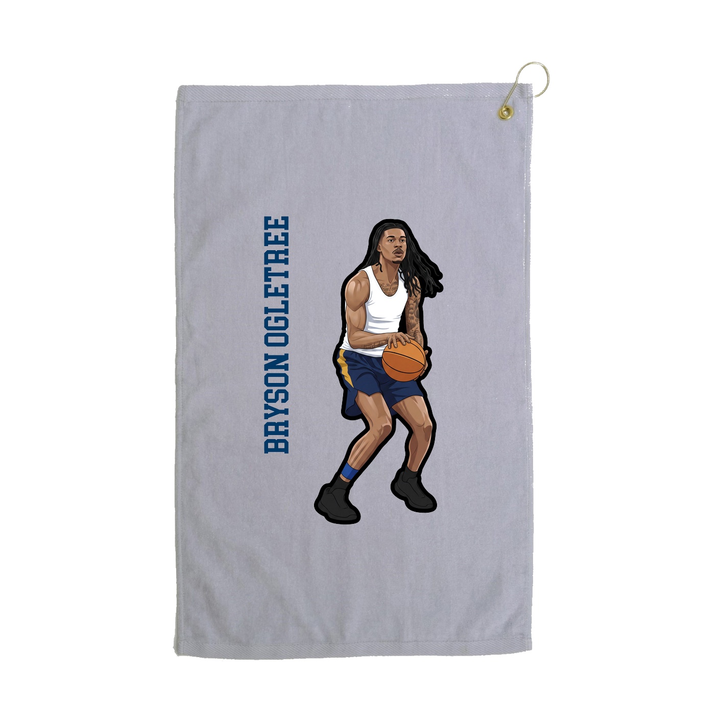 Golf Towel — Name Vertical in Grey