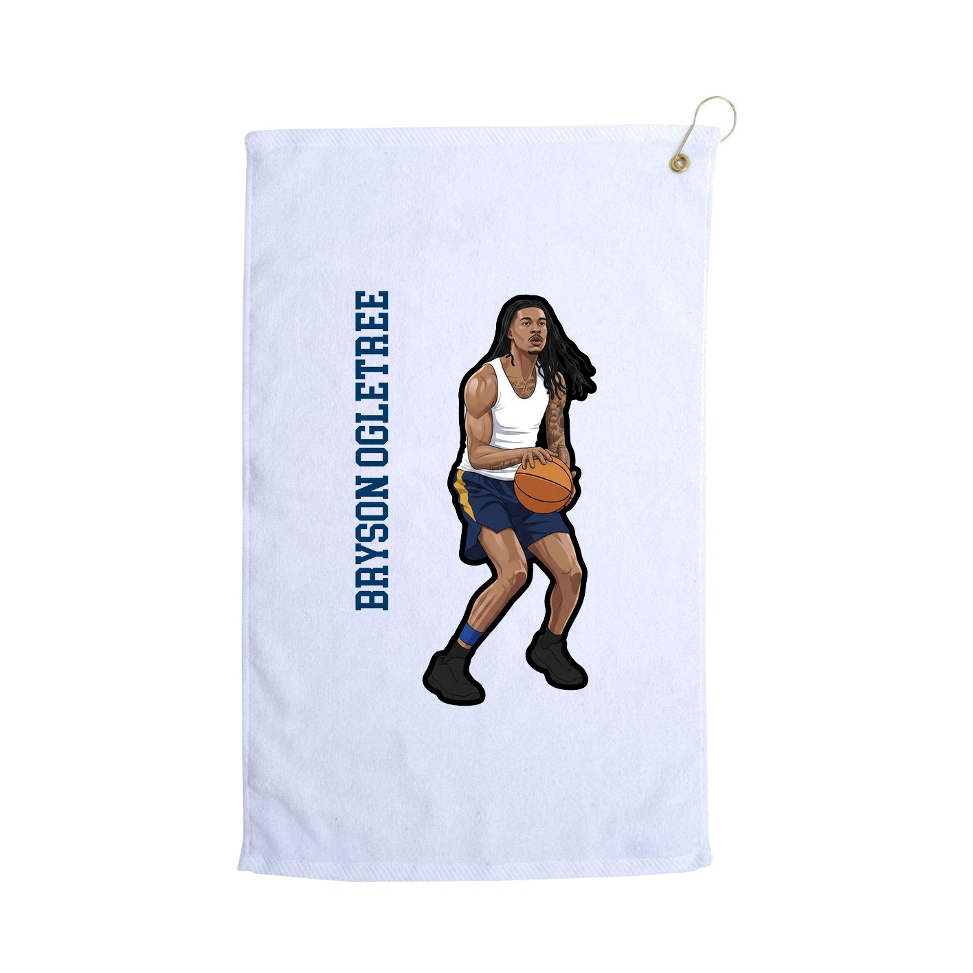 Golf Towel — Name Vertical in White