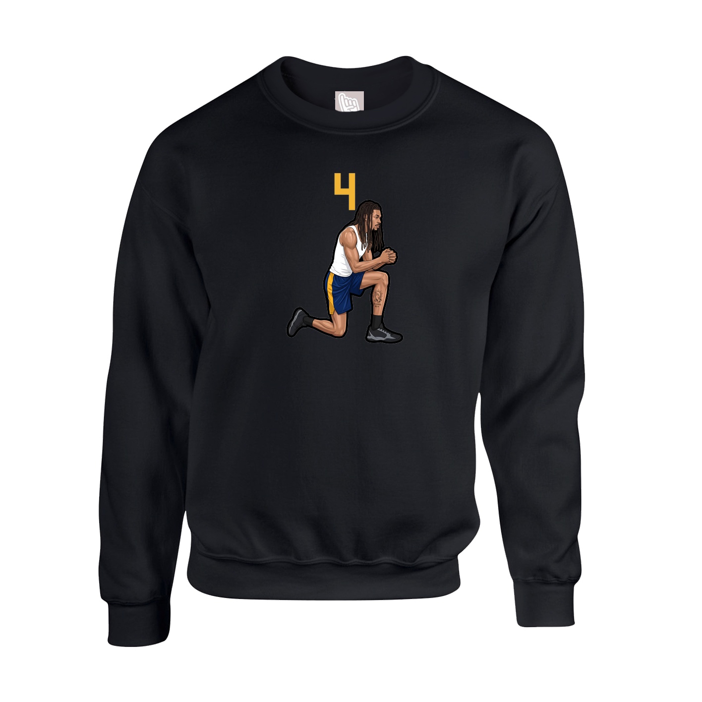 Fleece Crew — Number Top in Black
