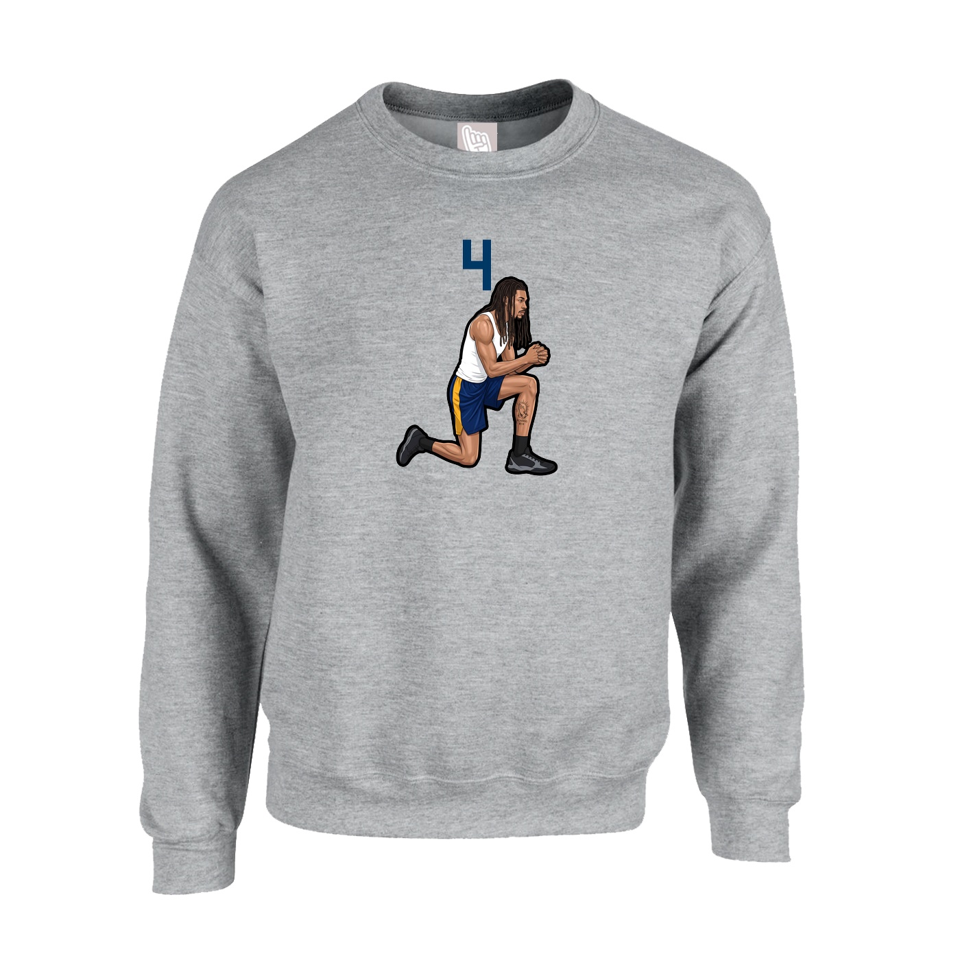 Fleece Crew — Number Top in Grey