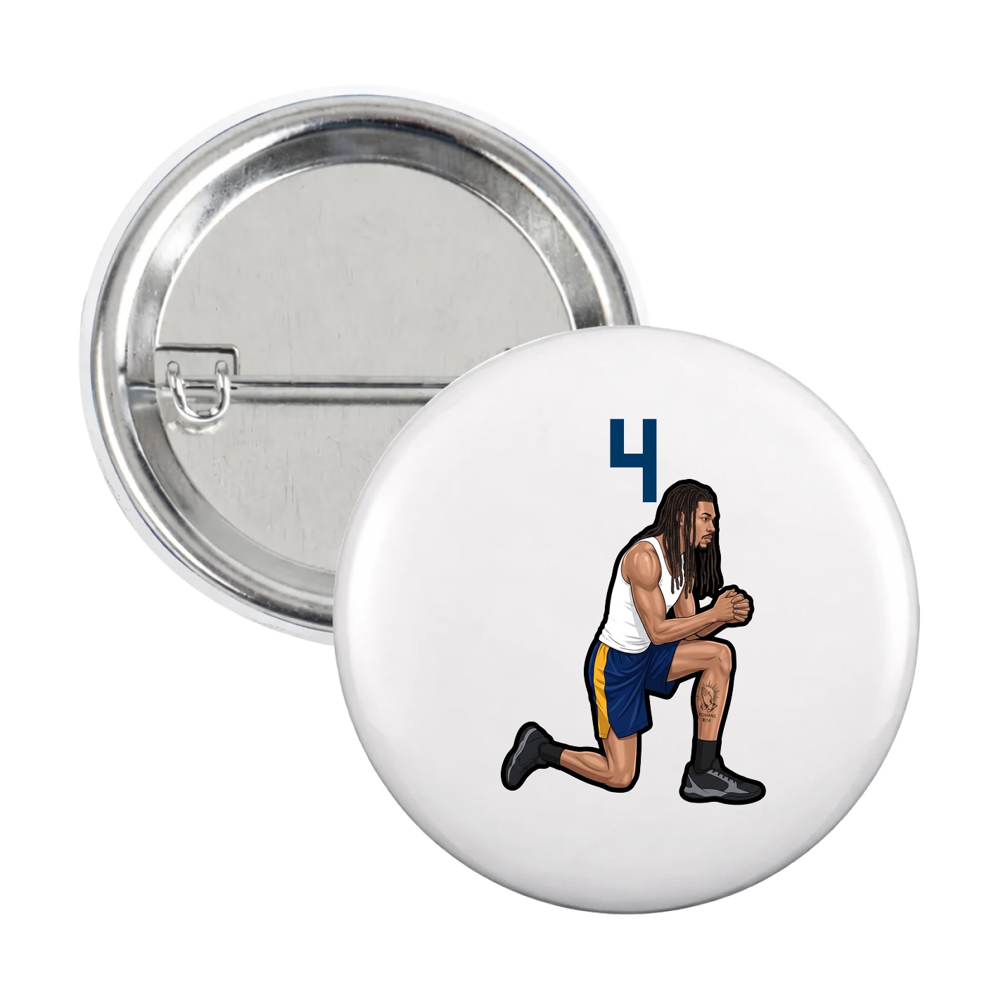 Game Day Button — Number Top in White