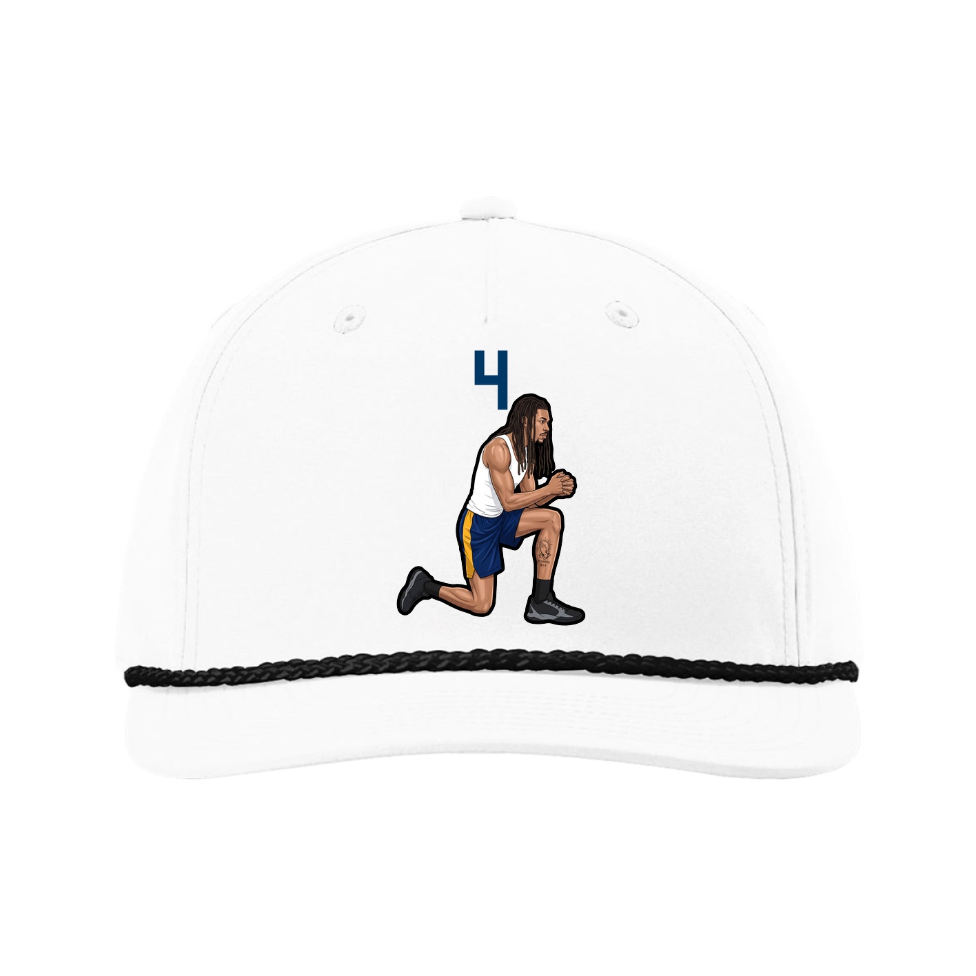 Five-Panel Classic Rope Cap — Number Top in White