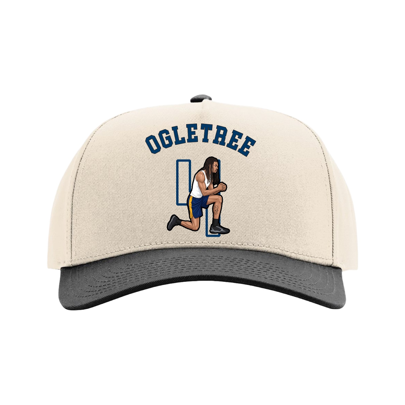 Full Fabric Five-Panel Champ Cap — Shirsey Arch in Cream/Black