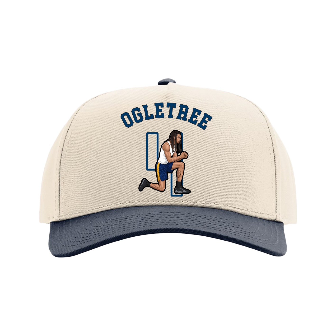 Full Fabric Five-Panel Champ Cap — Shirsey Arch in Cream/Navy
