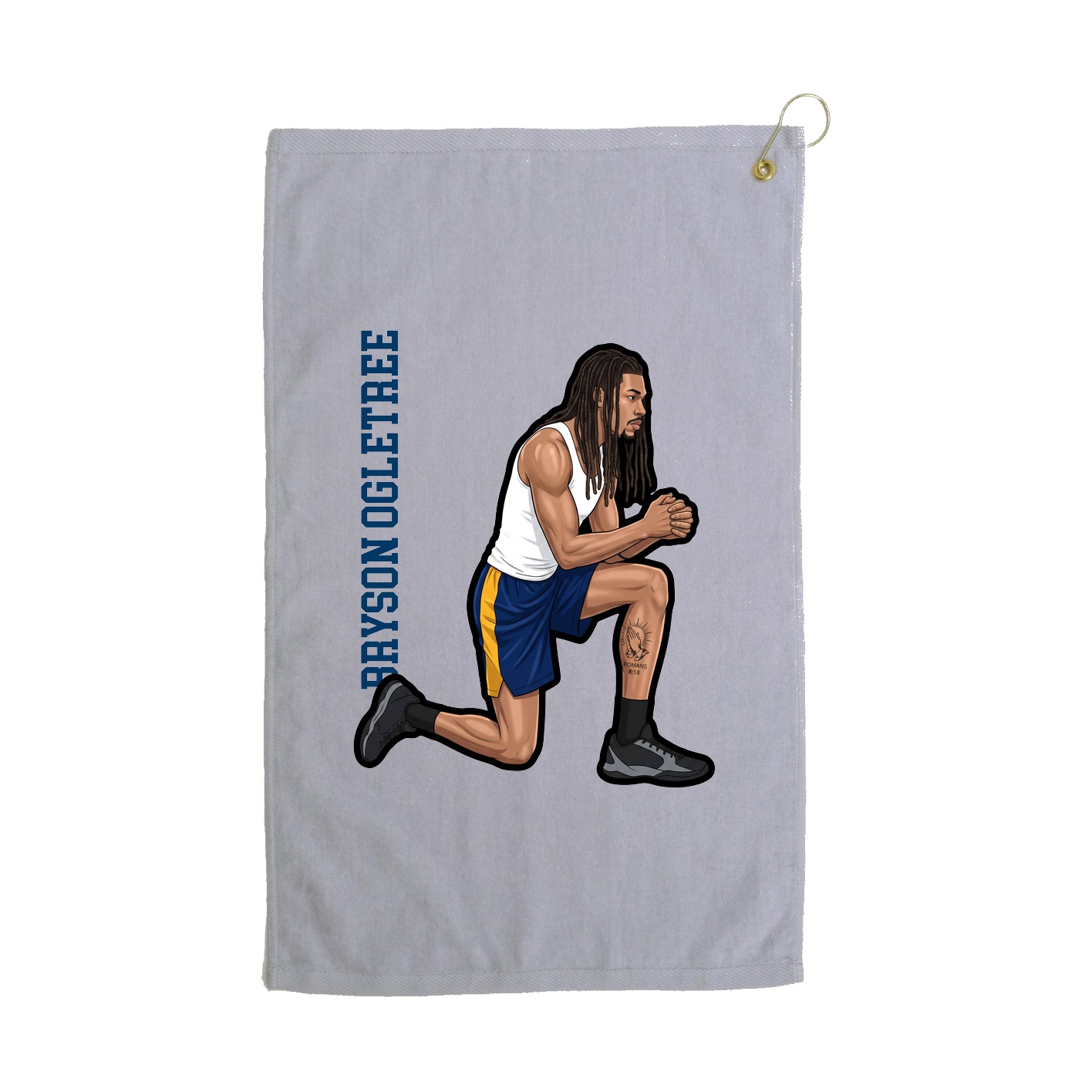 Golf Towel — Name Vertical in Grey