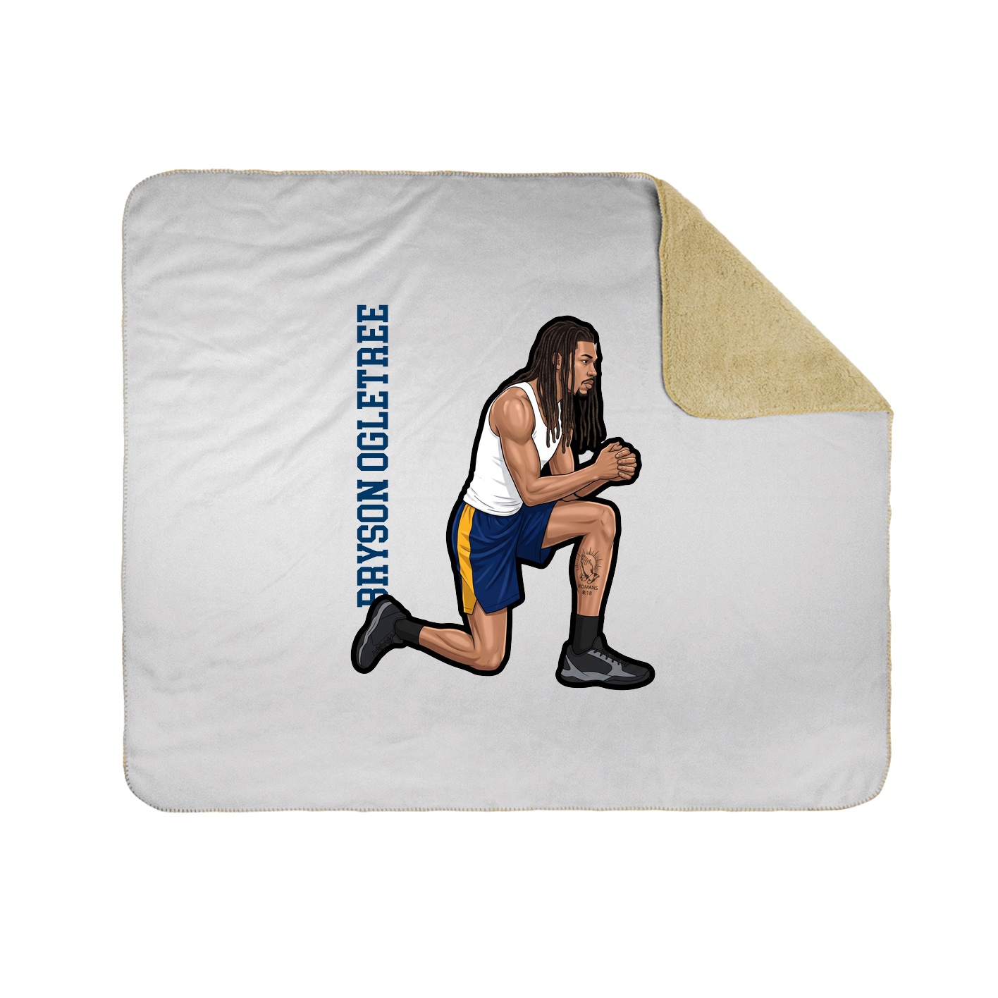 Throw Blanket — Name Vertical in White