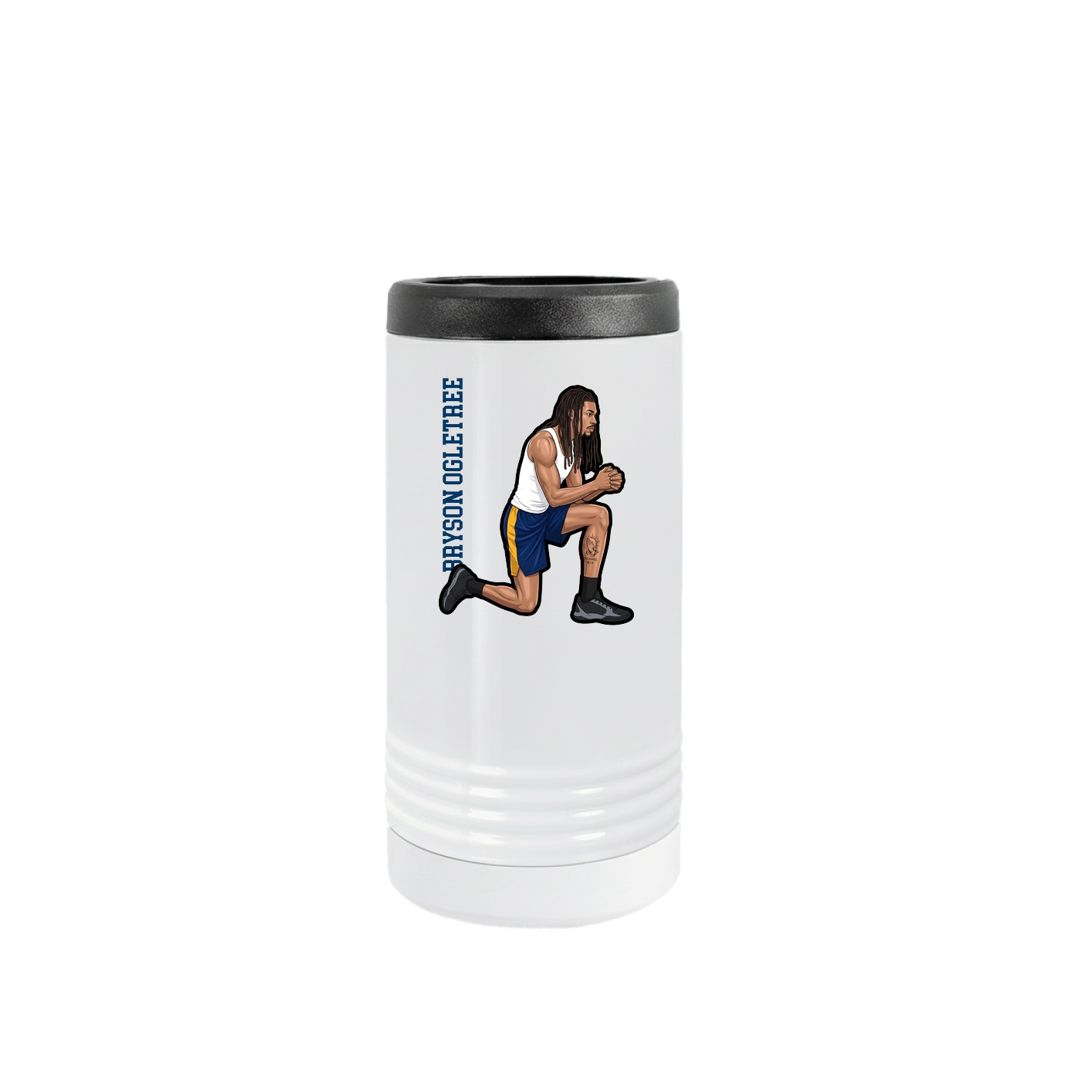Slim Beverage Holder — Name Vertical in White