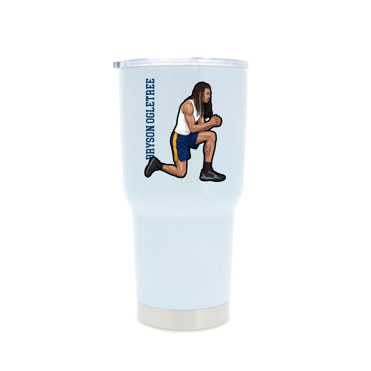 30oz Stainless Steel Tumbler — Name Vertical in White
