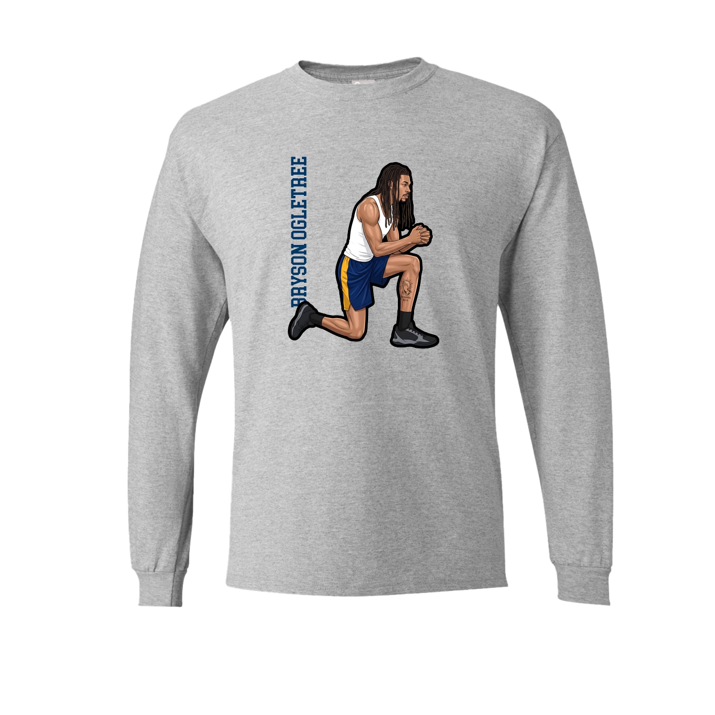 Long Sleeve Tee — Name Vertical in Grey
