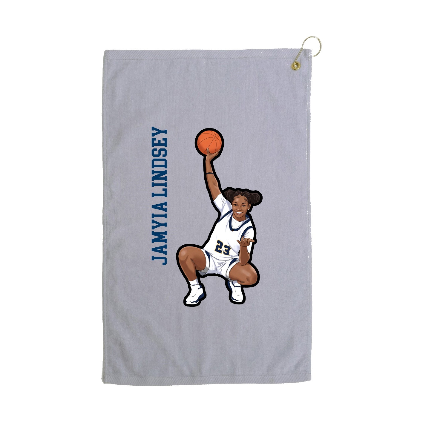 Golf Towel — Name Vertical in Grey