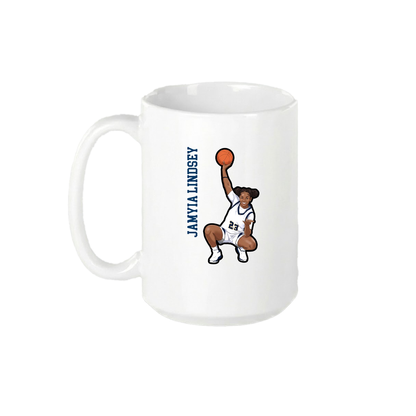 15oz Coffee Mug — Name Vertical in White