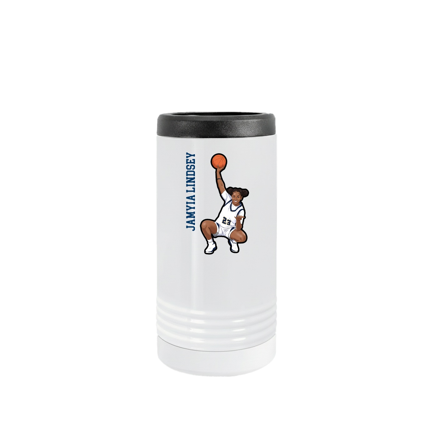 Slim Beverage Holder — Name Vertical in White
