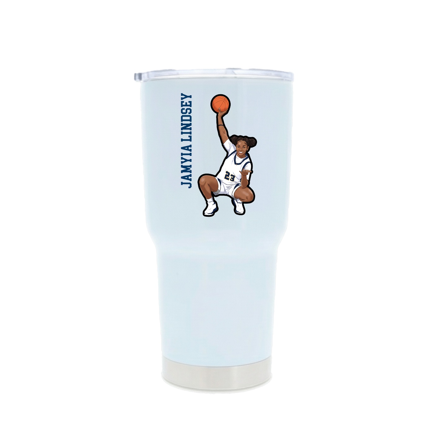 30oz Stainless Steel Tumbler — Name Vertical in White