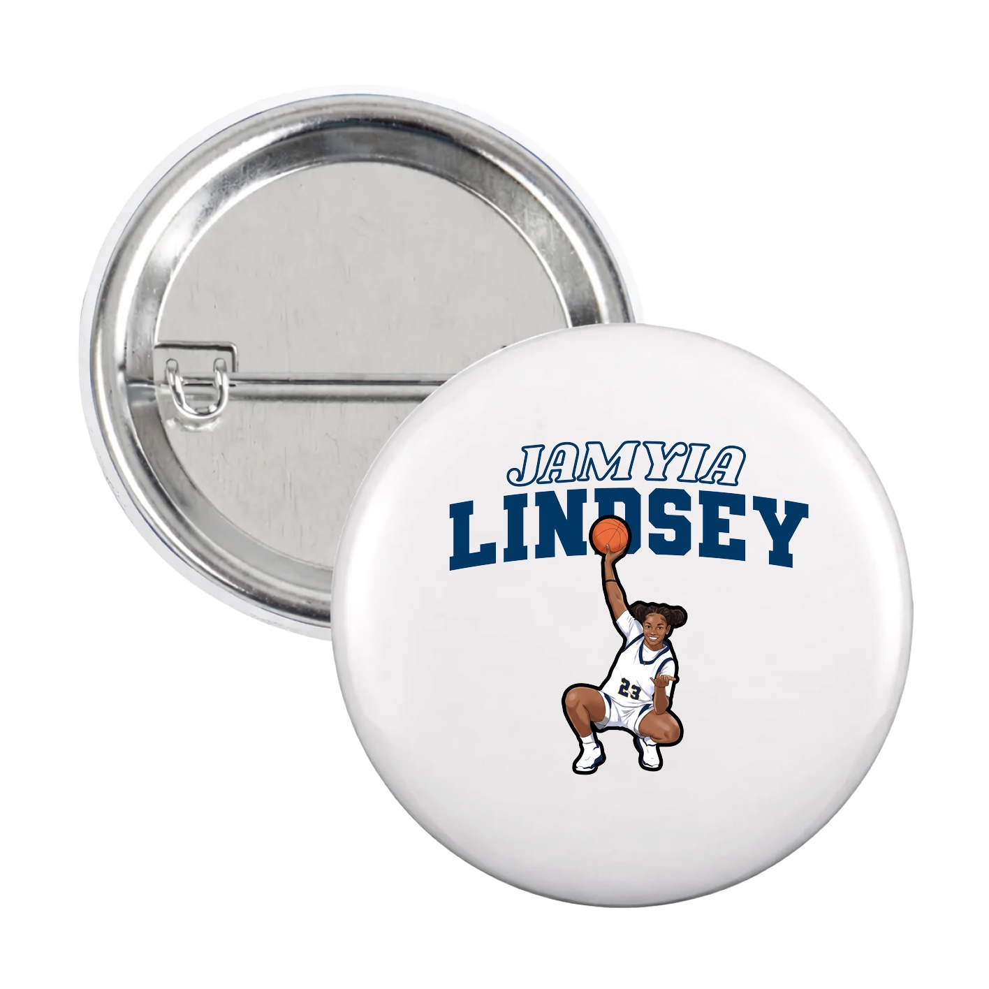 Game Day Button — Name Arch in White