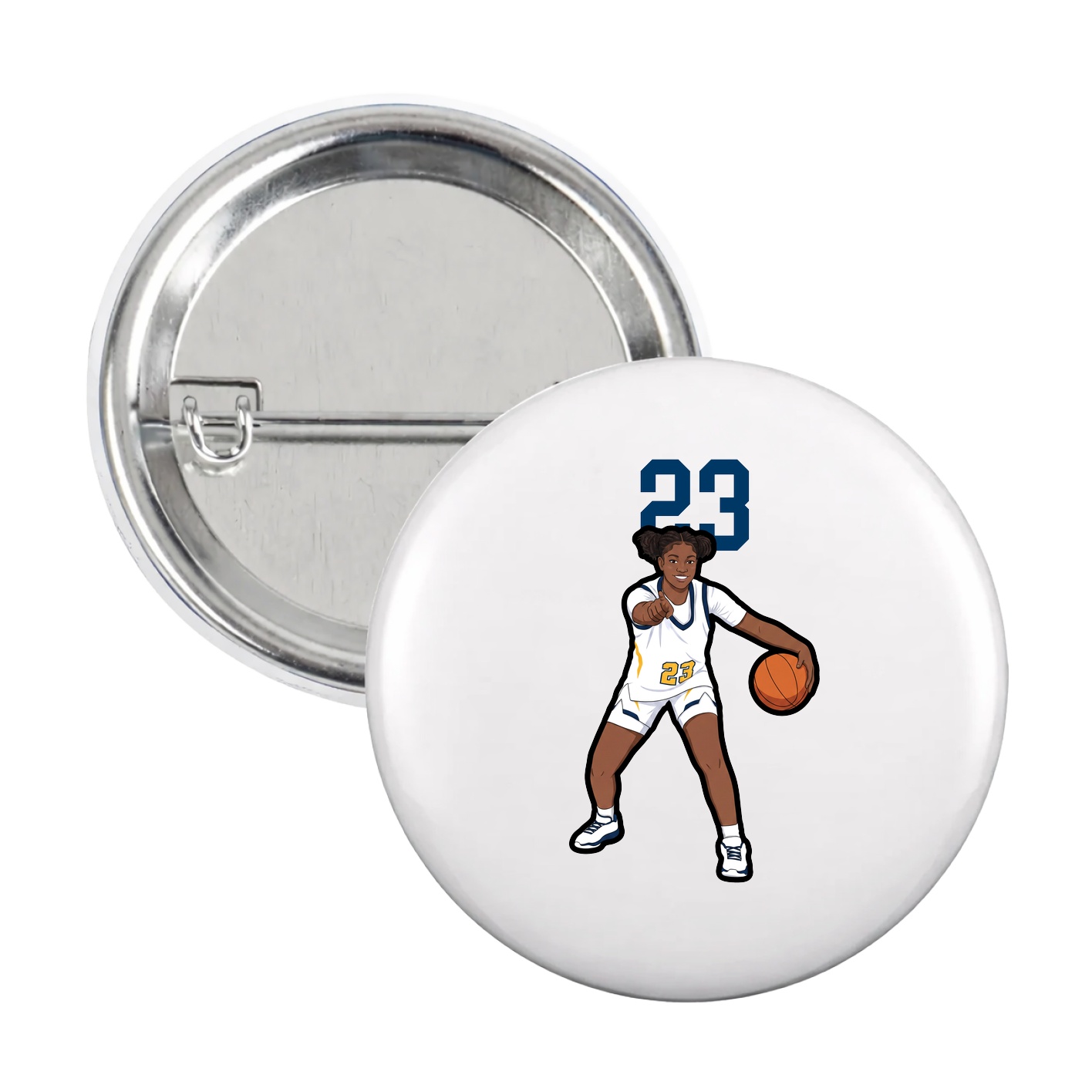 Game Day Button — Number Top in White