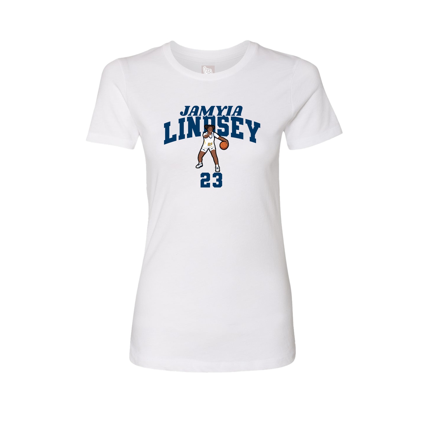 Fitted Women's Tee — Signature Arch in White