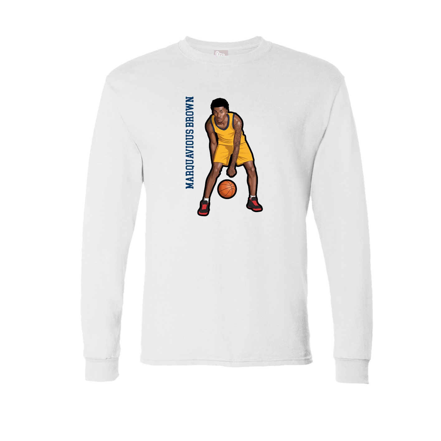 Long Sleeve Tee — Name Vertical in White