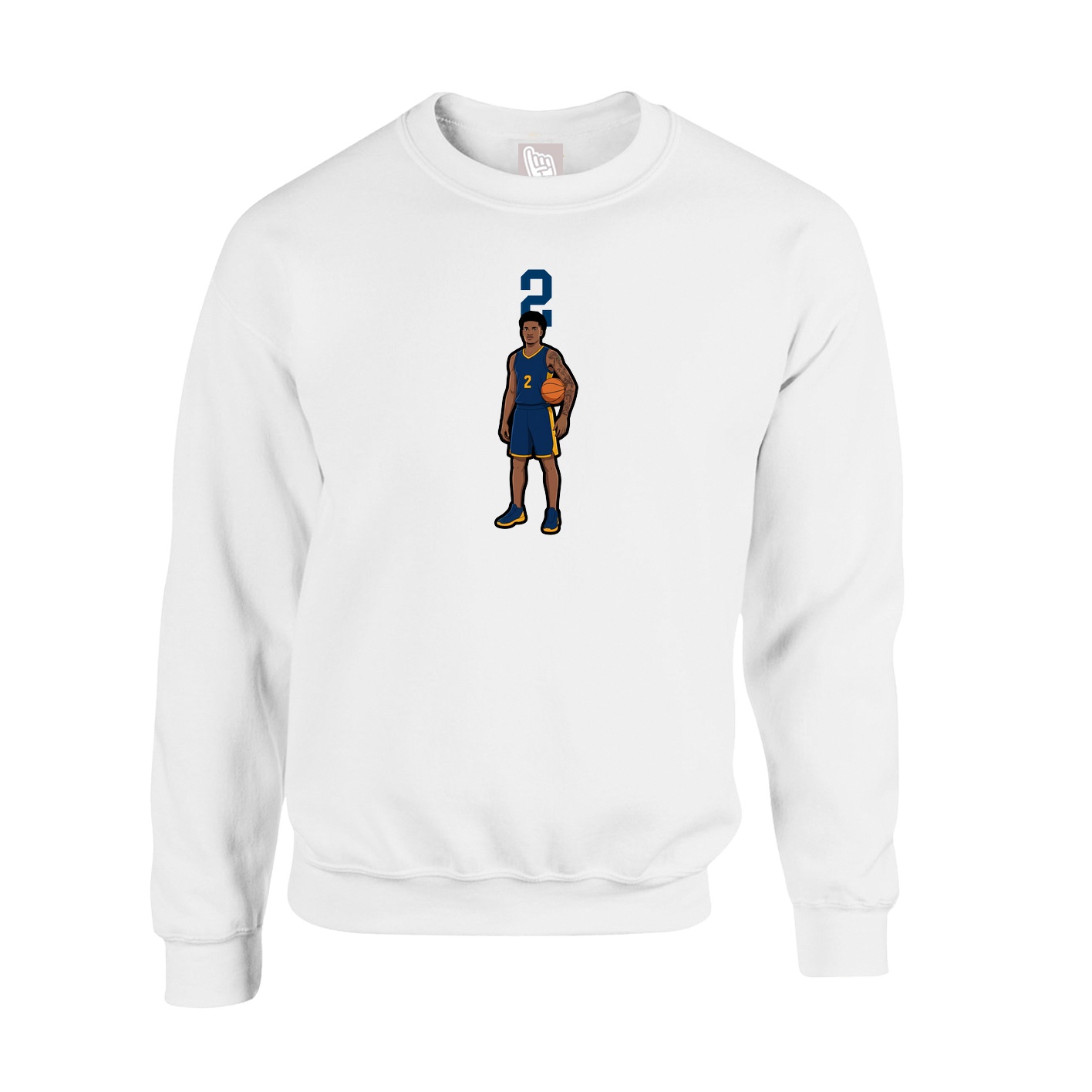 Fleece Crew — Number Top in White