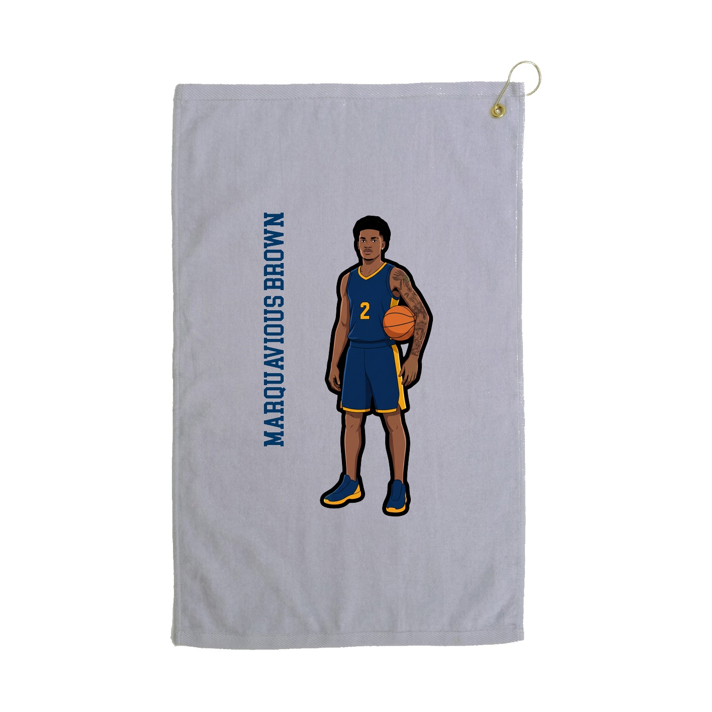 Golf Towel — Name Vertical in Grey